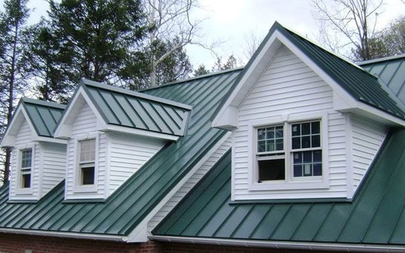 Metal roofing installed on a residential roof